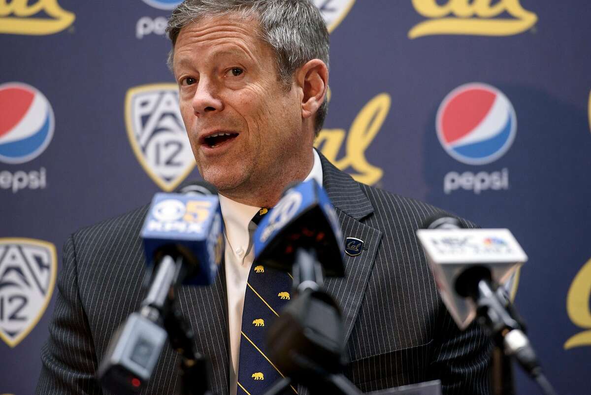Director of Athletics Jim Knowlton speaks during a press conference announcing that the "Big Game" versus Stanford University is canceled due to poor air quality, held on the Cal campus in Berkeley, California, on Friday, November 16, 2018.