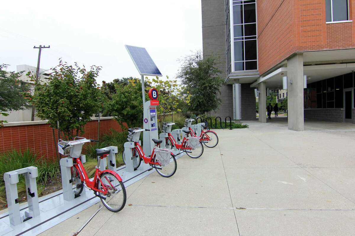 Texas Southern University now hosts five Houston BCycle stations at its Third Ward campus. Shown here is the station at University Towers.
