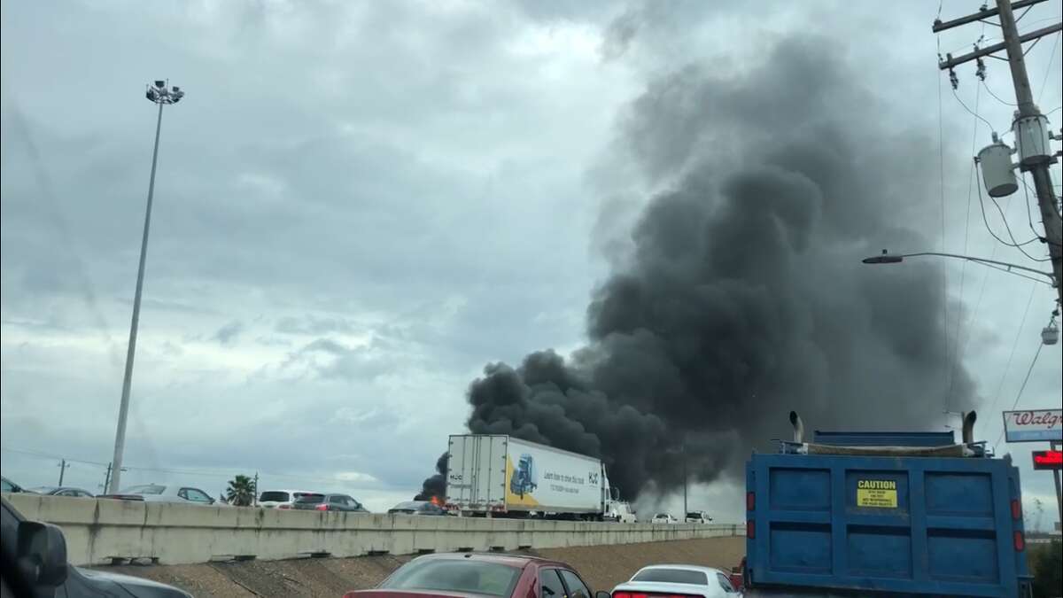 A truck fire on I-45 backed up traffic Sunday.