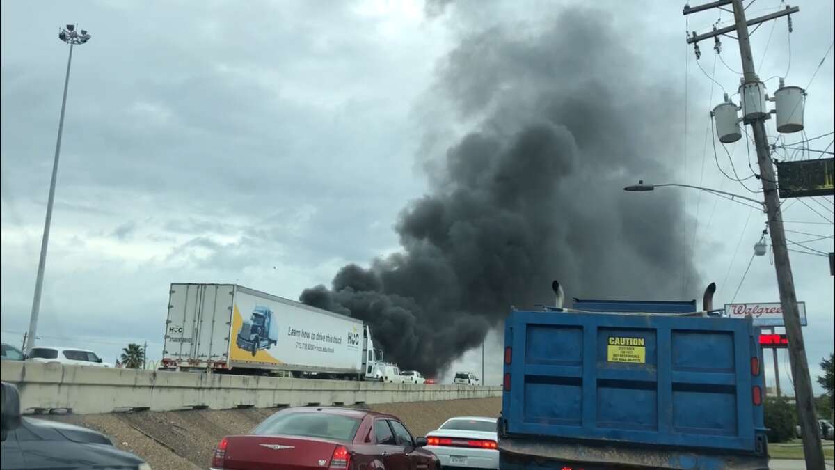 A truck fire on I-45 backed up traffic Sunday.