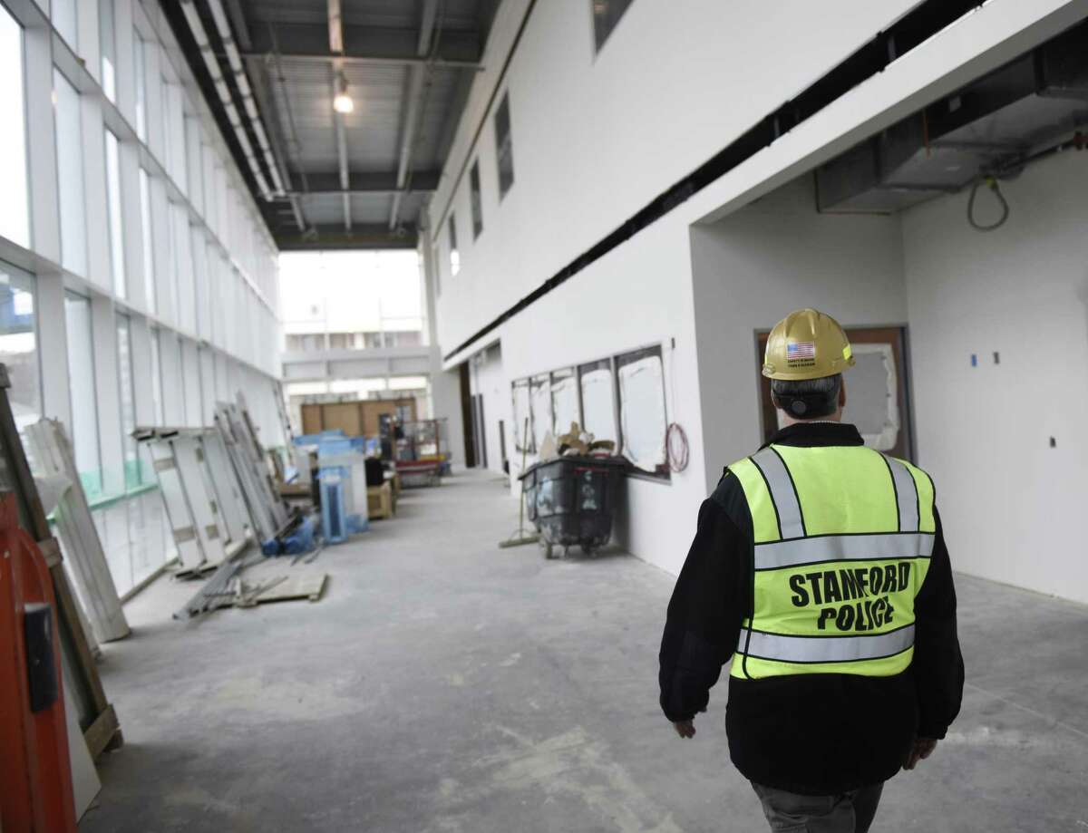 The main lobby at the new police station in Stamford, Conn. Thursday, Nov. 15, 2018. The new 94,000 sq. ft. station sits on the corner of Bedford Street and North Street, just south of the current police headquarters. The project is still on budget and on track to be completed in late February.