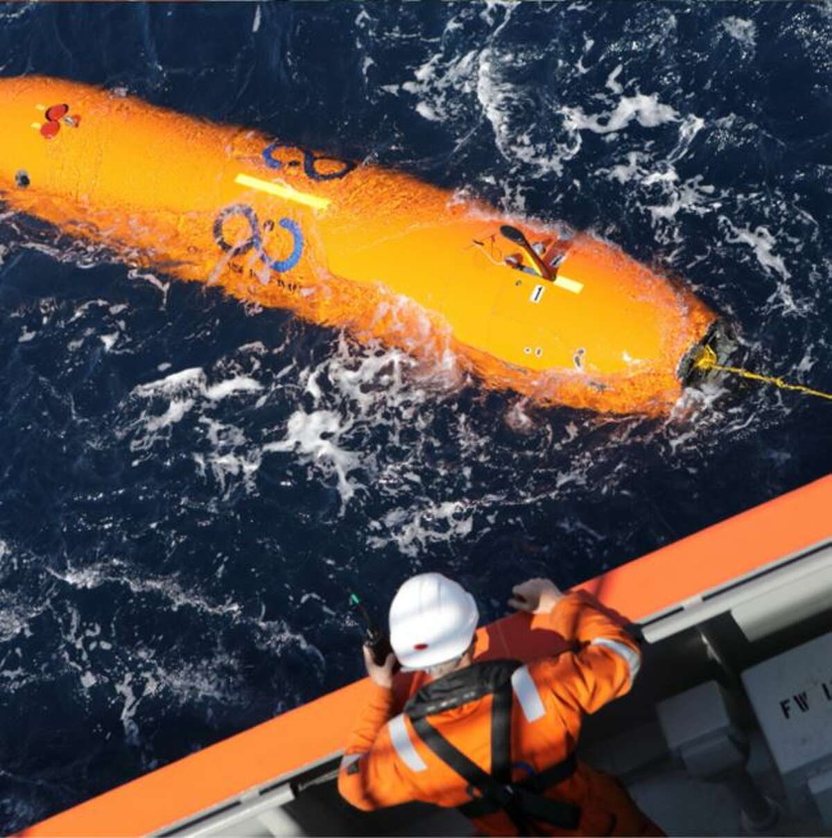 Ocean Infinity deploys one of its Autonomous Underwater Vehicles to search for the ARA San Juan, an Argentine submarine that went missing in November 2017.