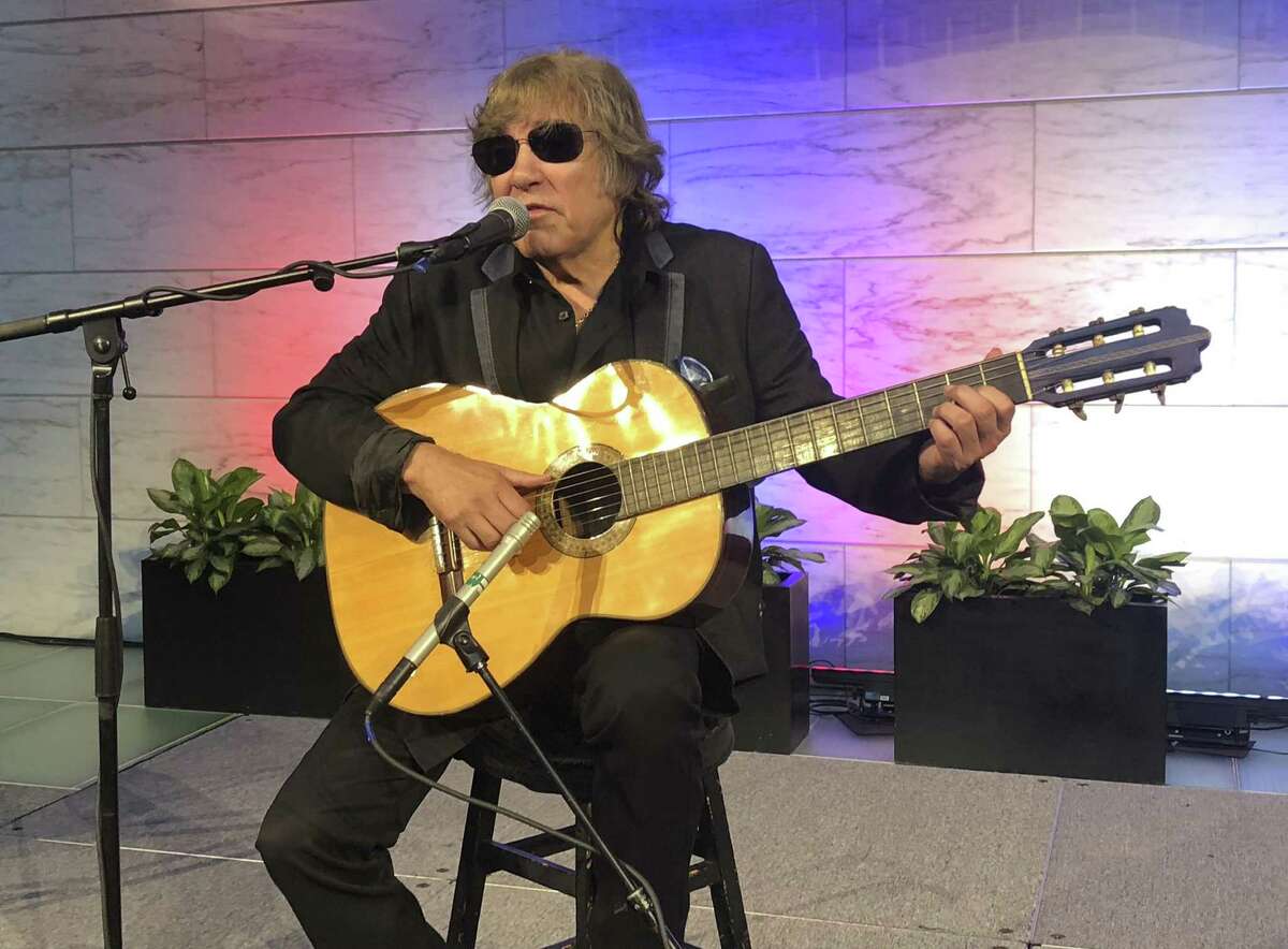 Grammy Award-winning artist Jose Feliciano performs the ?“Star-Spangled Banner?” at the Smithsonian?’ National Museum of American History in Washington, Thursday June 14, 2018. Feliciano also donated objects reflecting his international career to the museum. (AP Photo/Luis Alonso Lugo)
