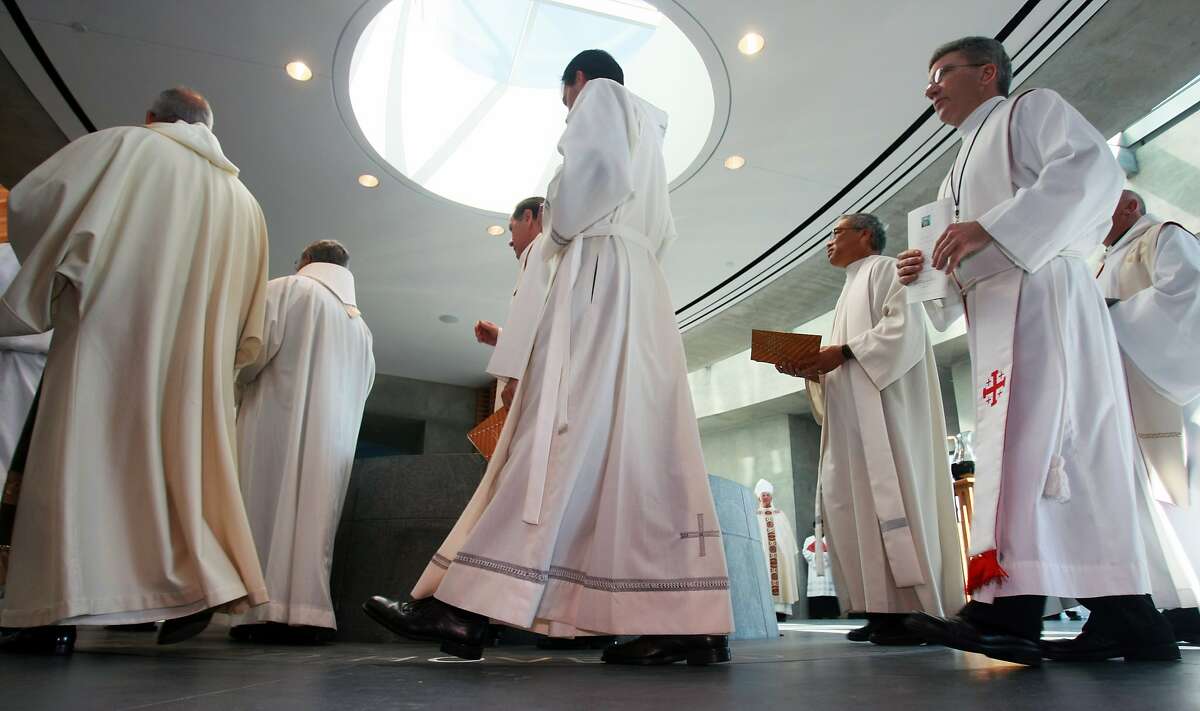 Priest from throughout the state parade into the Cathedral of Christ the Light Thursday, Sept. 25, 2008, in Oakland, Calif. The Diocese of Oakland dedicated the Cathedral much to the delight of hundreds of parishioners attending.