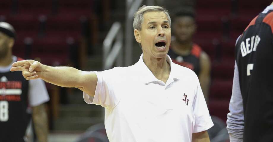 PHOTOS: Rockets game-by-game
Houston Rockets assistant coach Jeff Bzdelik gives instructions during practice at Toyota Center Friday, April 28, 2017, in Houston. ( Yi-Chin Lee / Houston Chronicle )
Browse through the photos to see how the Rockets have fared in each game this season. Photo: Yi-Chin Lee/Houston Chronicle