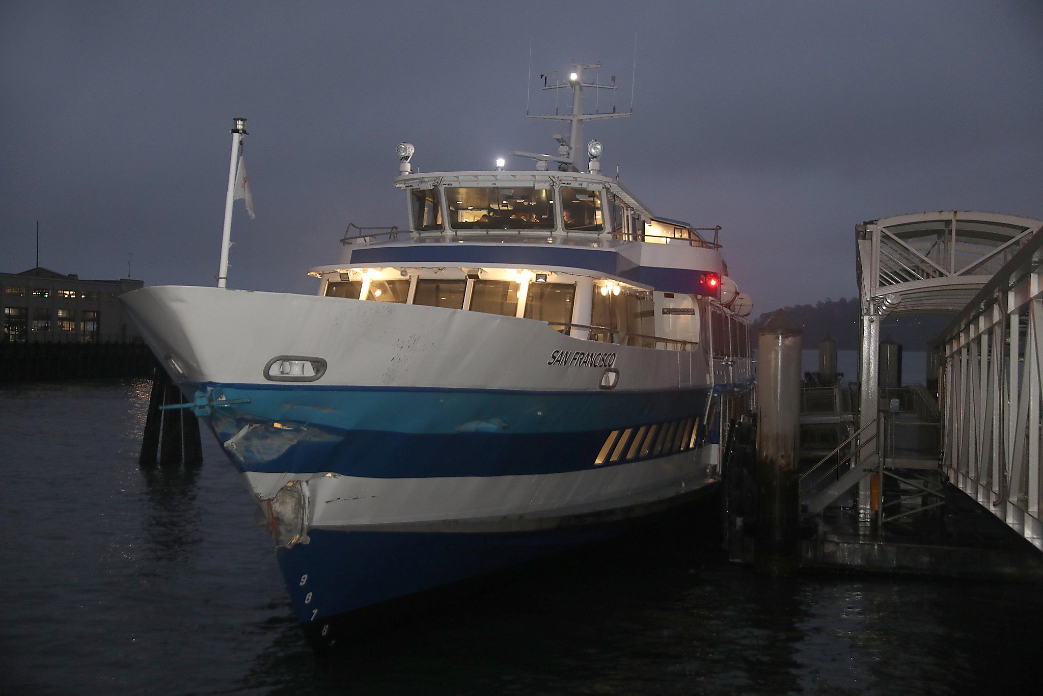larkspur ferry slams into dock at ferry building but no injuries