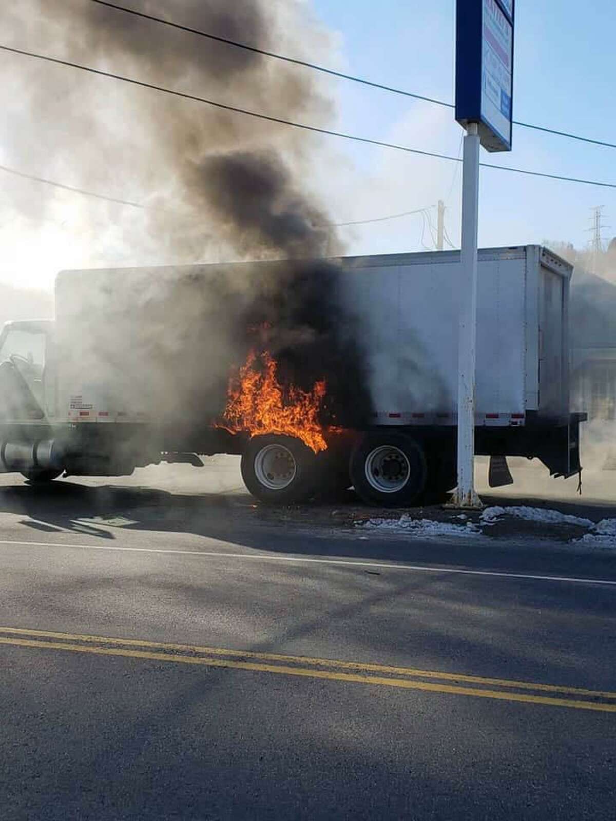 Derby, Conn., firefighters extinguished a fire on a truck on Nov. 23, 2018.