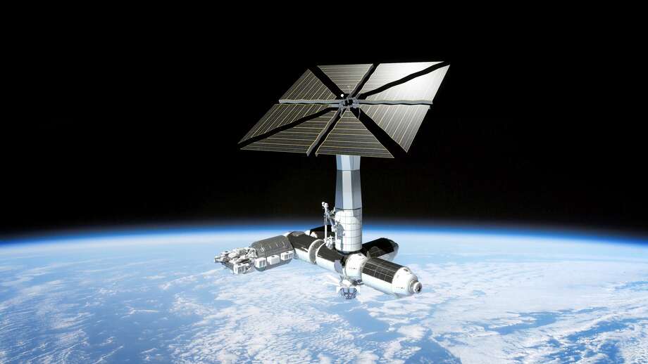 The photo shows a rendering of the commercial space station proposed by Axiom Space. Photo: Espace Axiome