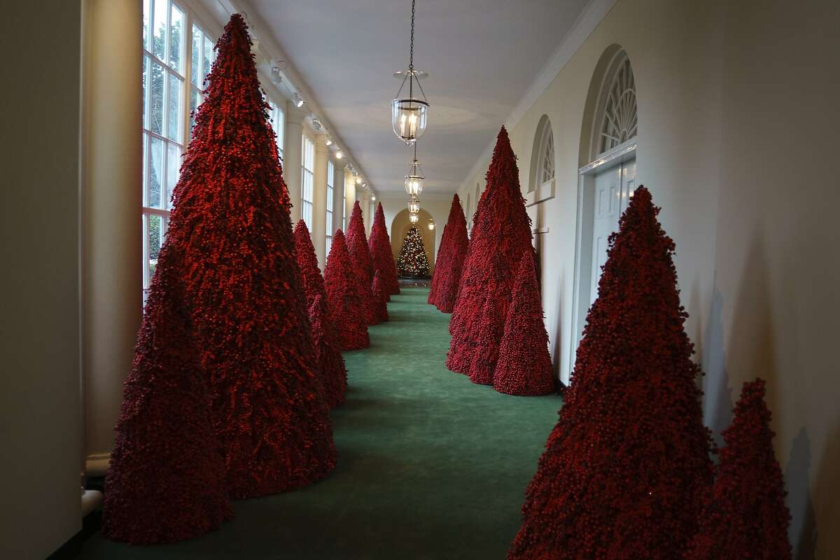 Melania Trump's blood-red Christmas trees mocked with memes