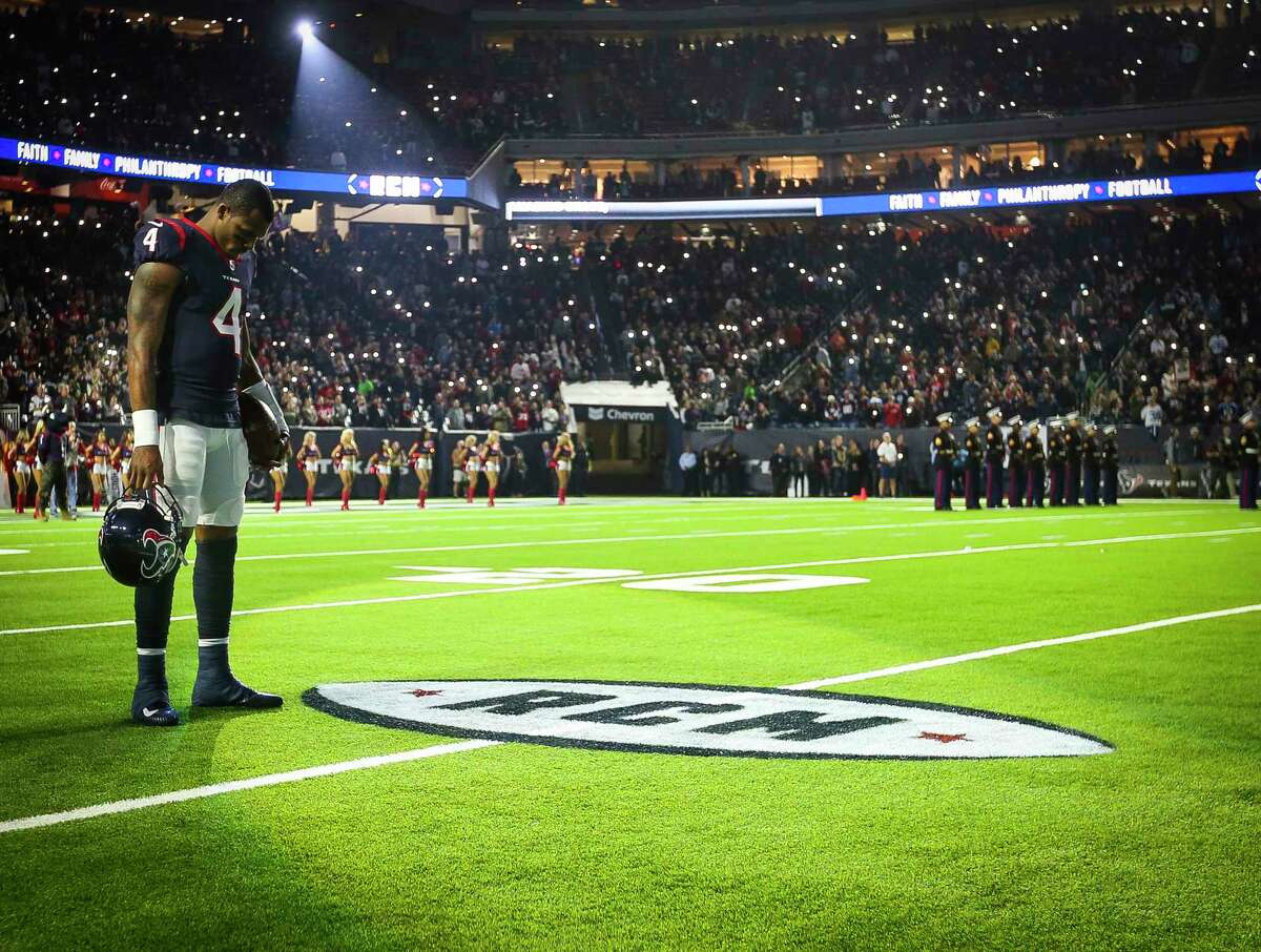 PHOTOS: A look at Bob McNair's time as owner of the Texans Houston Texans quarterback Deshaun Watson (4) stands next to the painted tribute to Texans owner Bob McNair during the singing of Amazing Grace in honor of McNair before the start of an NFL football game at NRG Stadium, Monday, Nov. 26, 2018, in Houston.