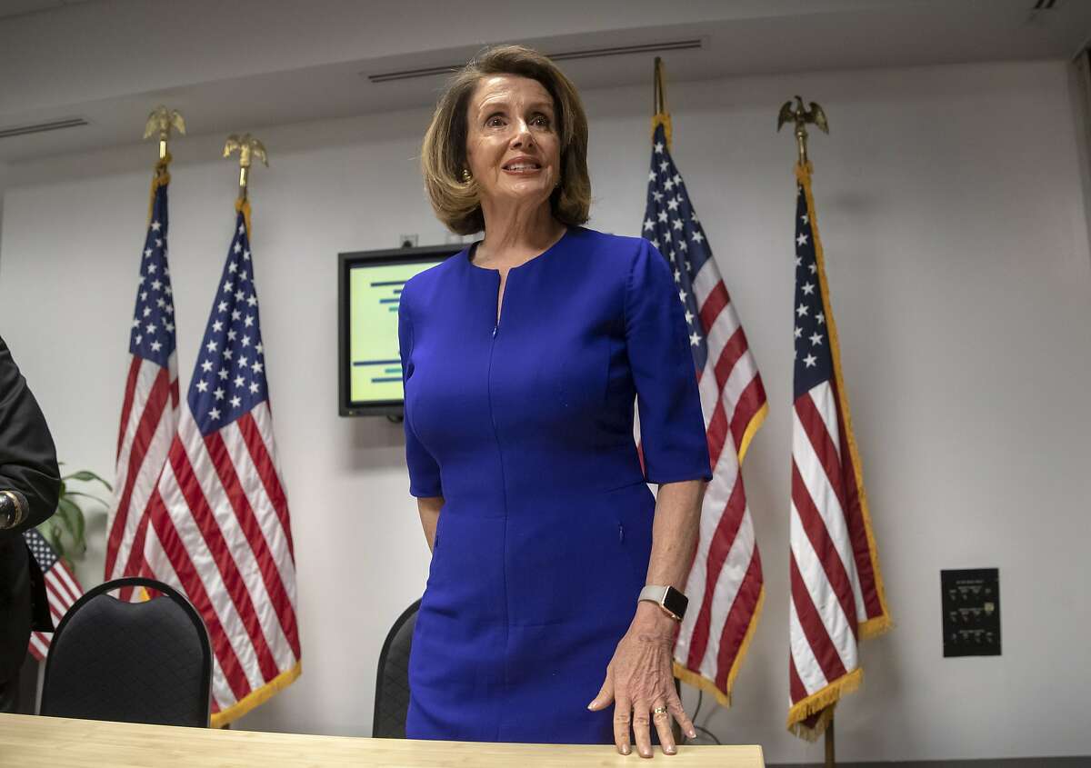 In this photo from Tuesday, Nov. 6, 2018, House Democratic Leader Nancy Pelosi of California, stands following an Election Day news conference at the Democratic National Committee headquarters in Washington. With the Democrats capturing the House majority, Pelosi has faced an effort by some critics in her party seeking to block her from the speakership. (AP Photo/J. Scott Applewhite)