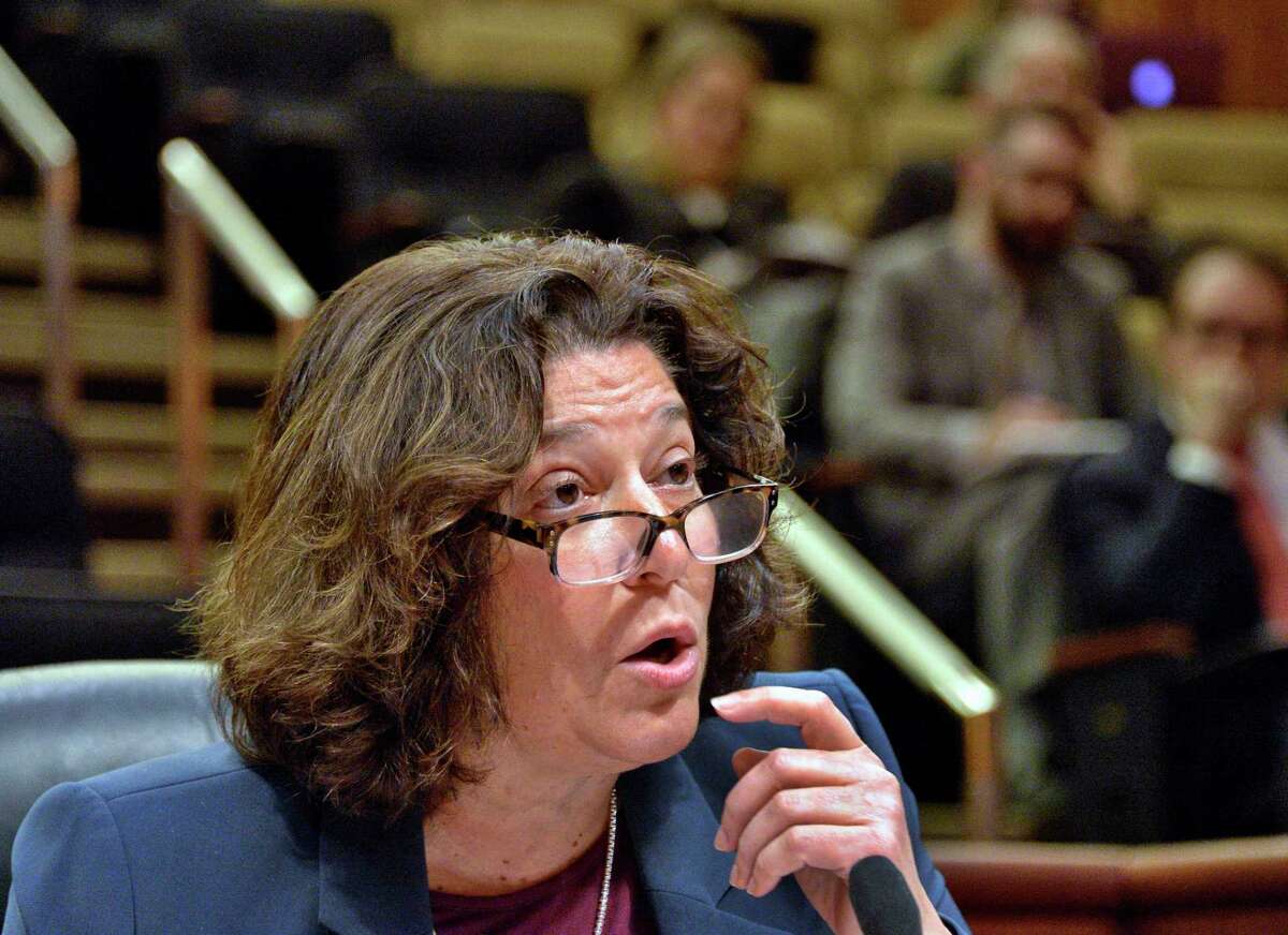 Maria Vullo, Superintendent of Financial Services speaks during a hearing on regulating student loans Tuesday Nov. 27, 2918 in Albany, NY. (John Carl D'Annibale/Times Union)