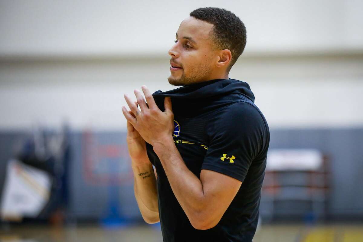 Warriors player Stephen Curry during Golden State Warriors' practice in Oakland, California, on Monday, Nov. 26, 2018.