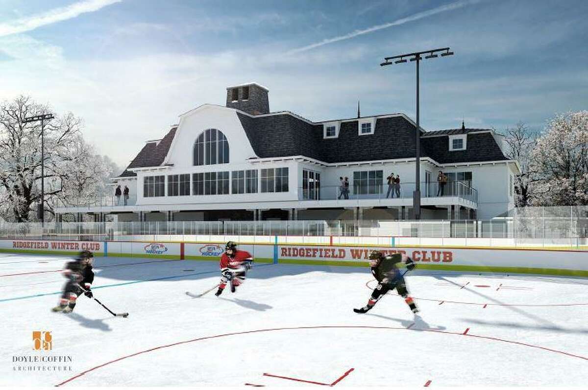 Architect's rendering of a proposed winter club on Peaceable Street in Ridgefield.