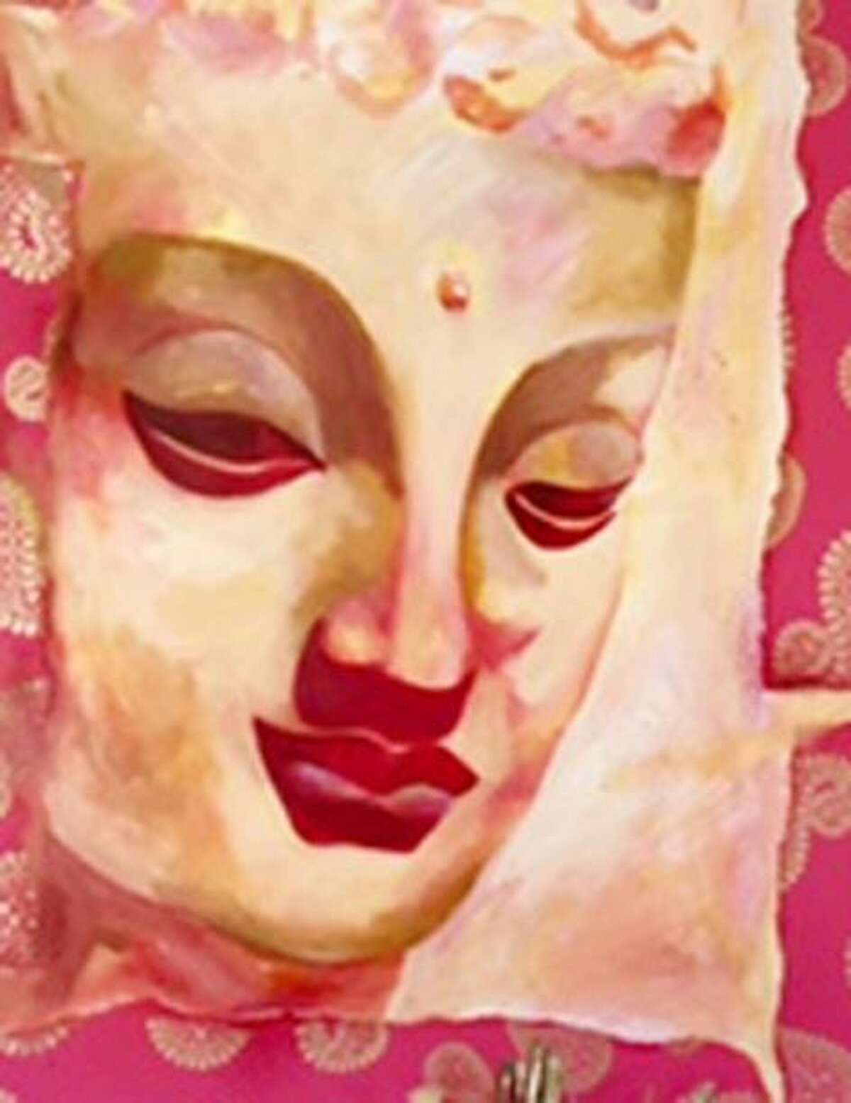 Wilton artist Jill Morton’s acrylic on canvas, Thai Buddha, is part of the NEST Arts Factory exhibition on display at the Wilton Library through June 28.