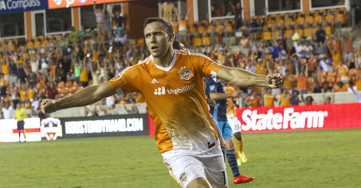 Houston Dynamo forward Andrew Wenger (11) reacts after scoring in the second half putting the team ahead 1-0 on Wednesday, Aug. 24, 2016, in Houston. ( Elizabeth Conley / Houston Chronicle )