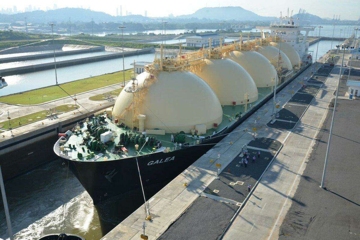 An LNG tanker in the Panama Canal.