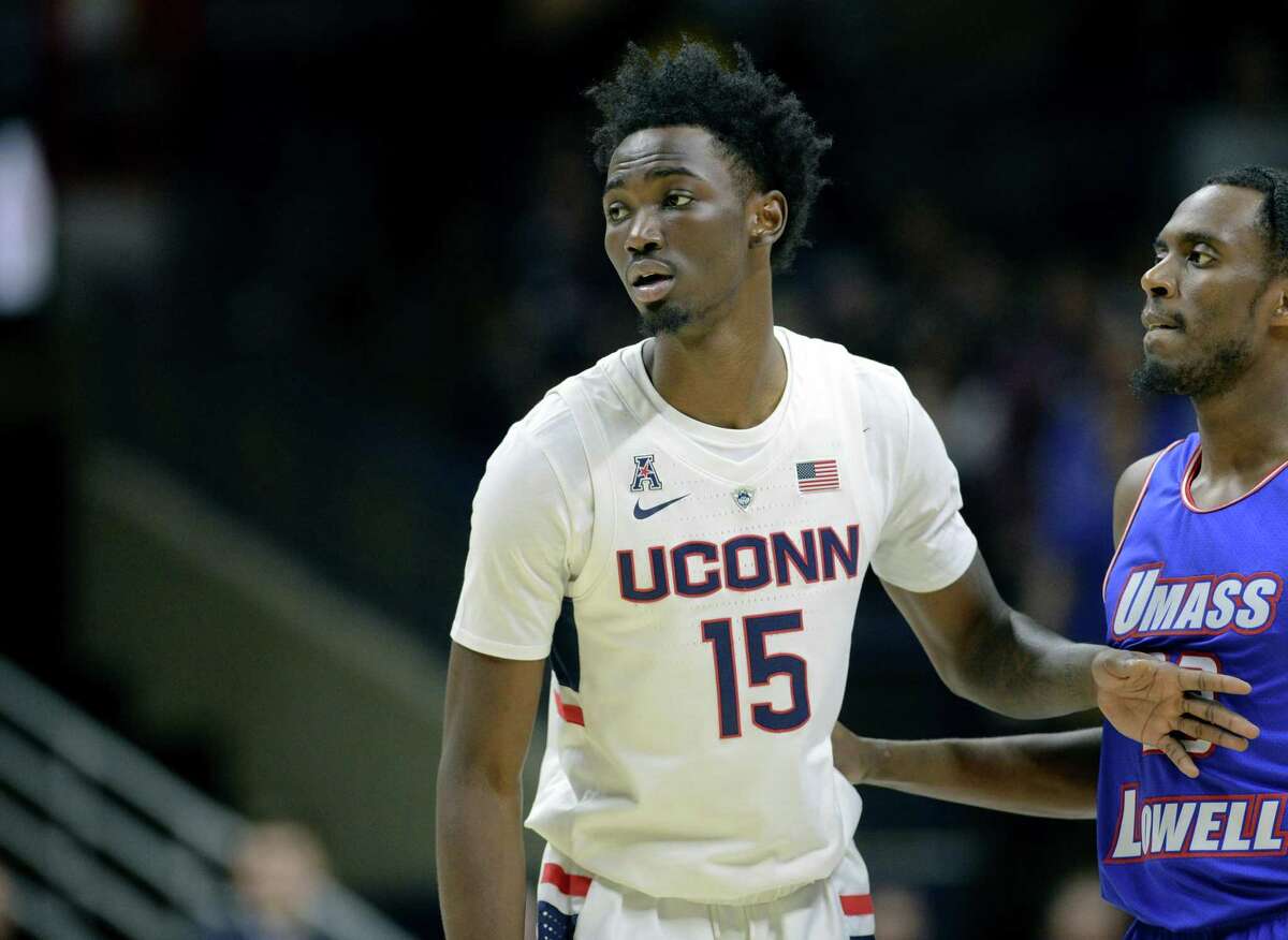 UConn’s Sidney Wilson plays in his first game as a Husky against UMass-Lowell on Tuesday.