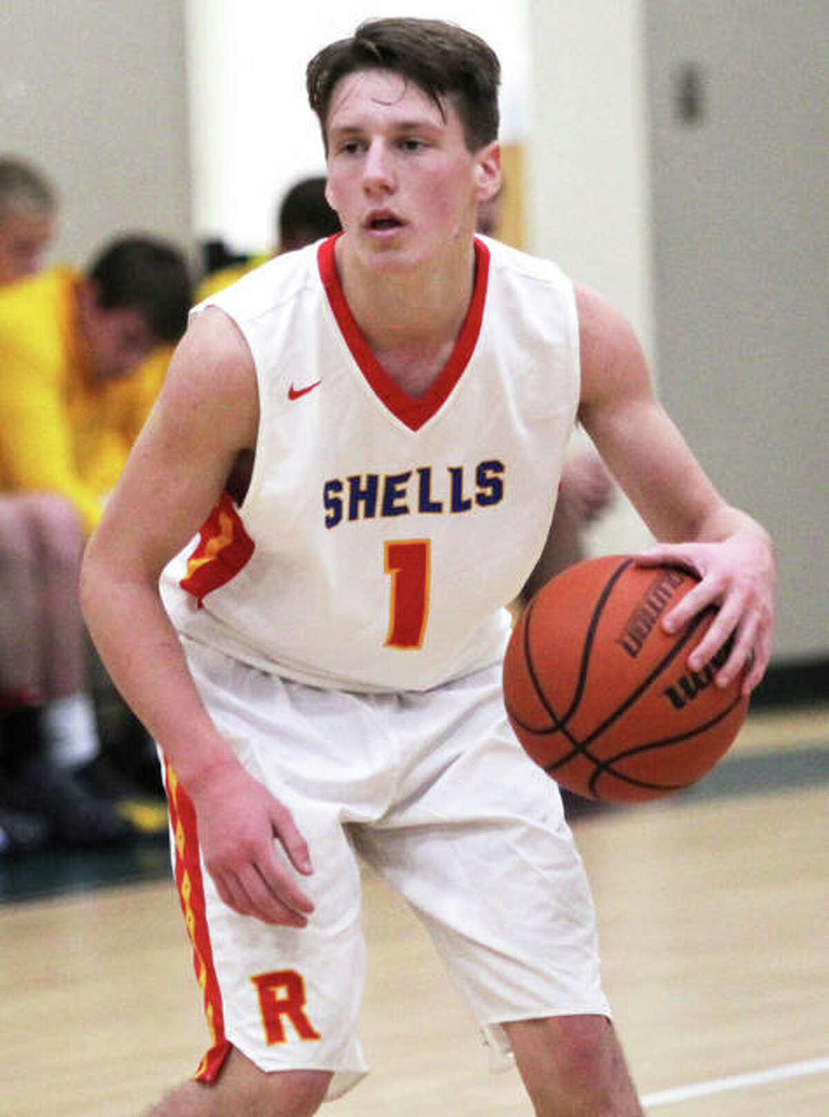 Roxana’s Andrew Beckman scored 22 points Friday night to lead the Shells to a victory over the Carrollton Hawks at Milazzo Gym in Roxana. The Shells are 4-2.