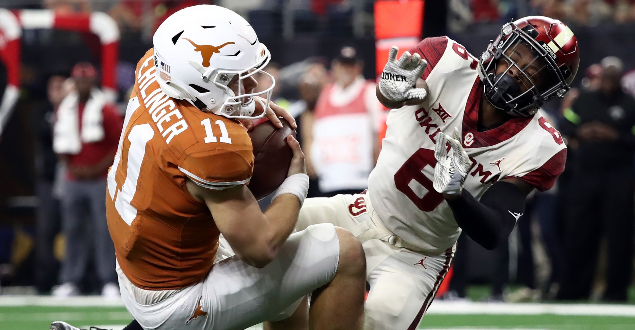 Longhorns work on tackling after Oklahoma's CeeDee Lamb played