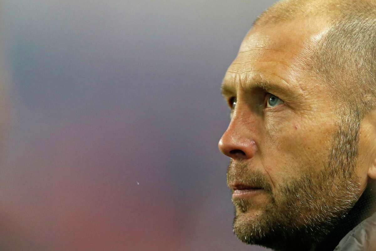 FILE - This Nov. 11, 2018, file photo shows Columbus Crew head coach Gregg Berhalter before a soccer game against the New York Red Bulls in Harrison, N.J. Berhalter has been hired to coach the U.S. men’s national team, making him the first person to run the team after playing for the Americans at the World Cup.