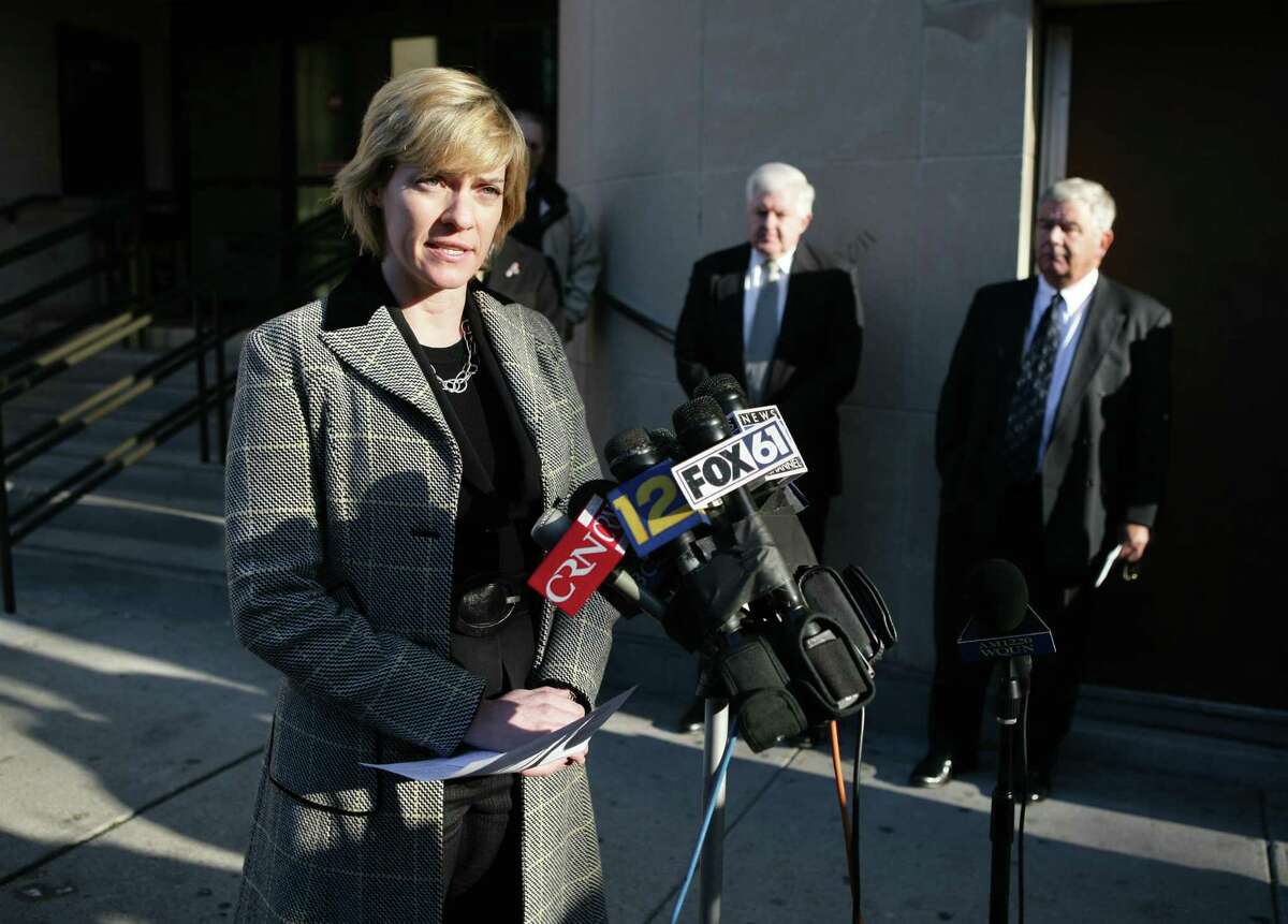 In this 2007 file photo, Ellen Jovin, sister of slain Yale student Suzanne Jovin speaks to the media asking for anyone to come forward with information in her sister's death 9 years prior.