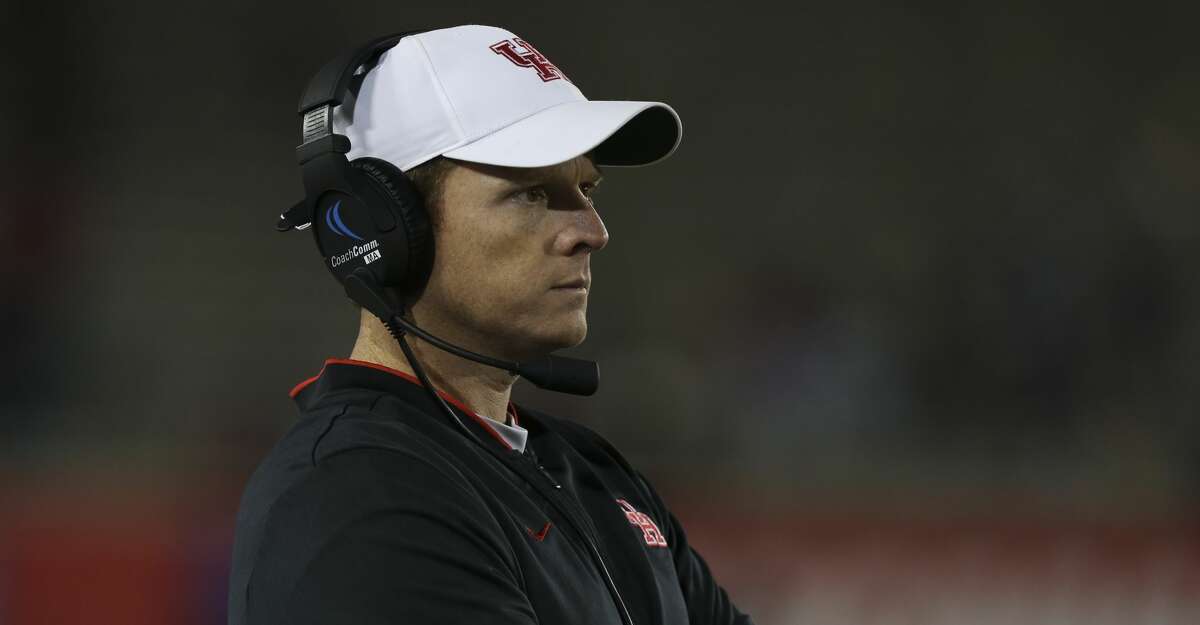 Houston Cougars head coach Major Applewhite watches the game against the Temple Owls during the second half at TDECU Stadium on Saturday, Nov. 10, 2018, in Houston.