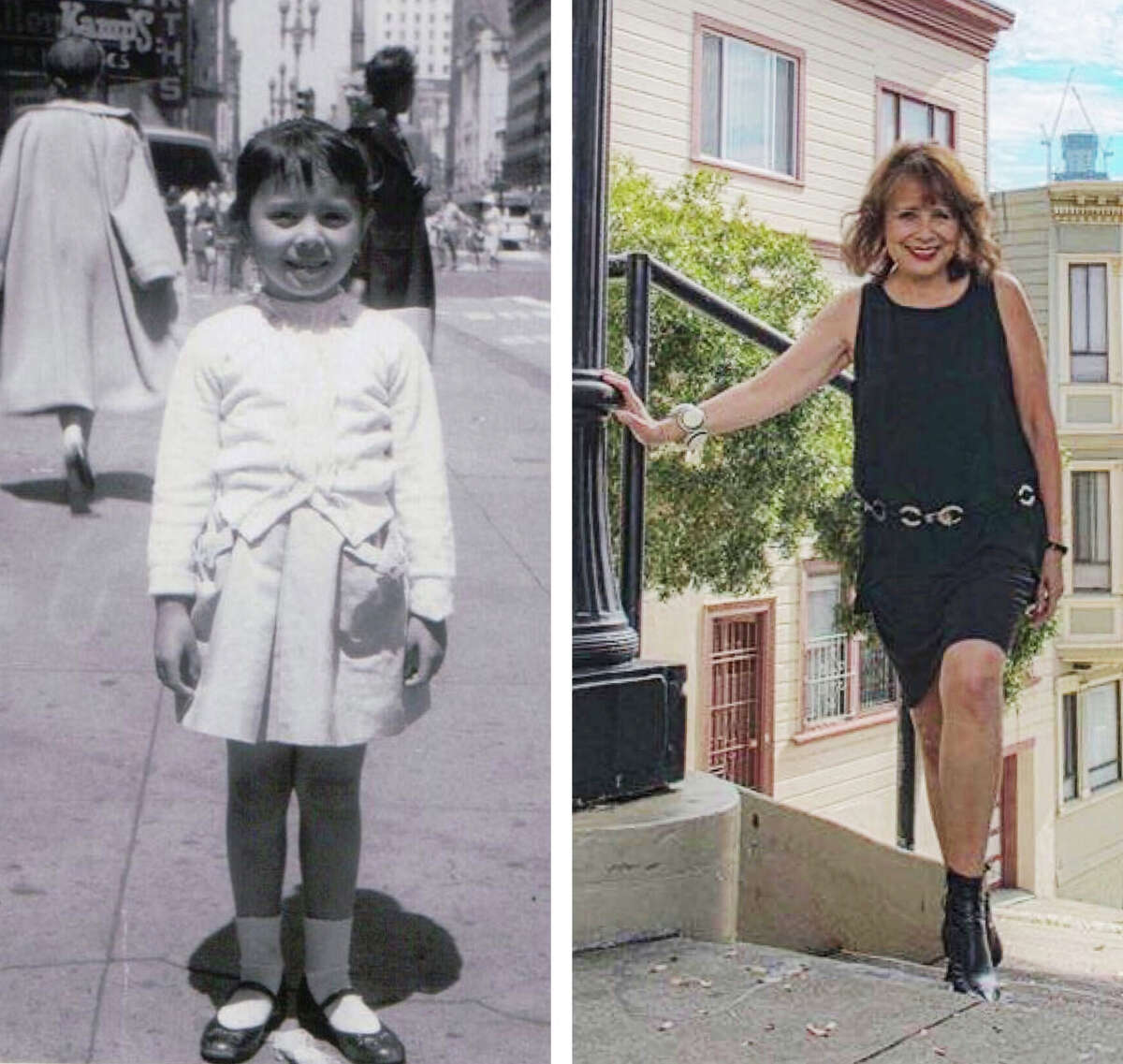 Denise Webster, as a child and an adult, in San Francisco.
