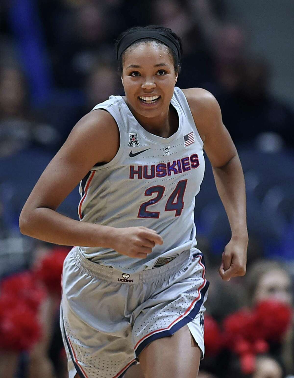 UConn’s Napheesa Collier entered her senior season with 1,609 points and 808 rebounds.