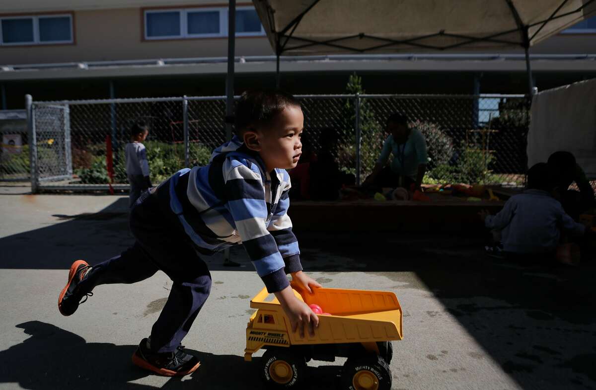 Tim Li plays during a Kidango preschool session at Corvallis Elementary School in San Lorenzo, California, on Friday, June 12, 2015. Kidango operates a year-round preschool at Corvallis Elementary. California lawmakers will vote Monday on a state budget that includes expanding subsidized preschool.