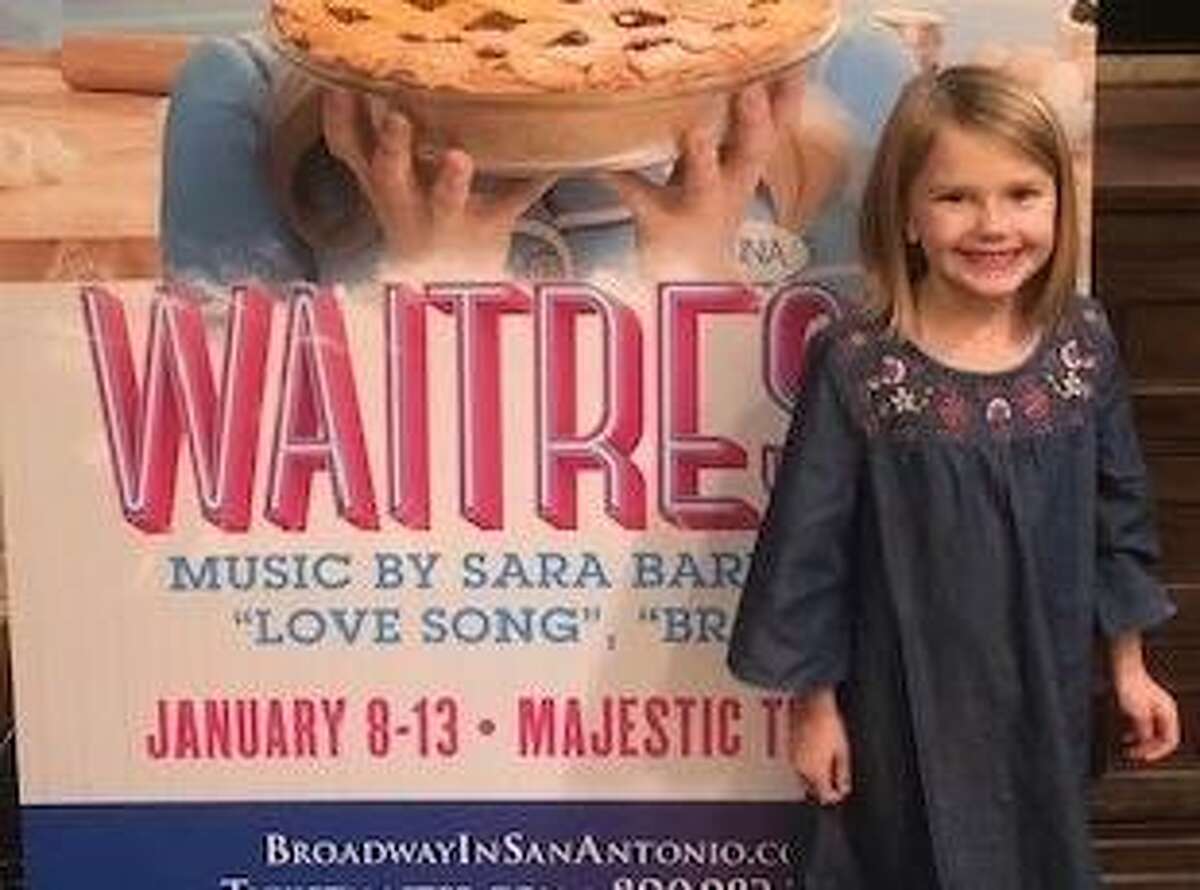 Annie Crain, 5, is one of two area youngsters cast to play the title character's daugther in the touring production of "Waitress" during its run at the Majestic Theatre in January.