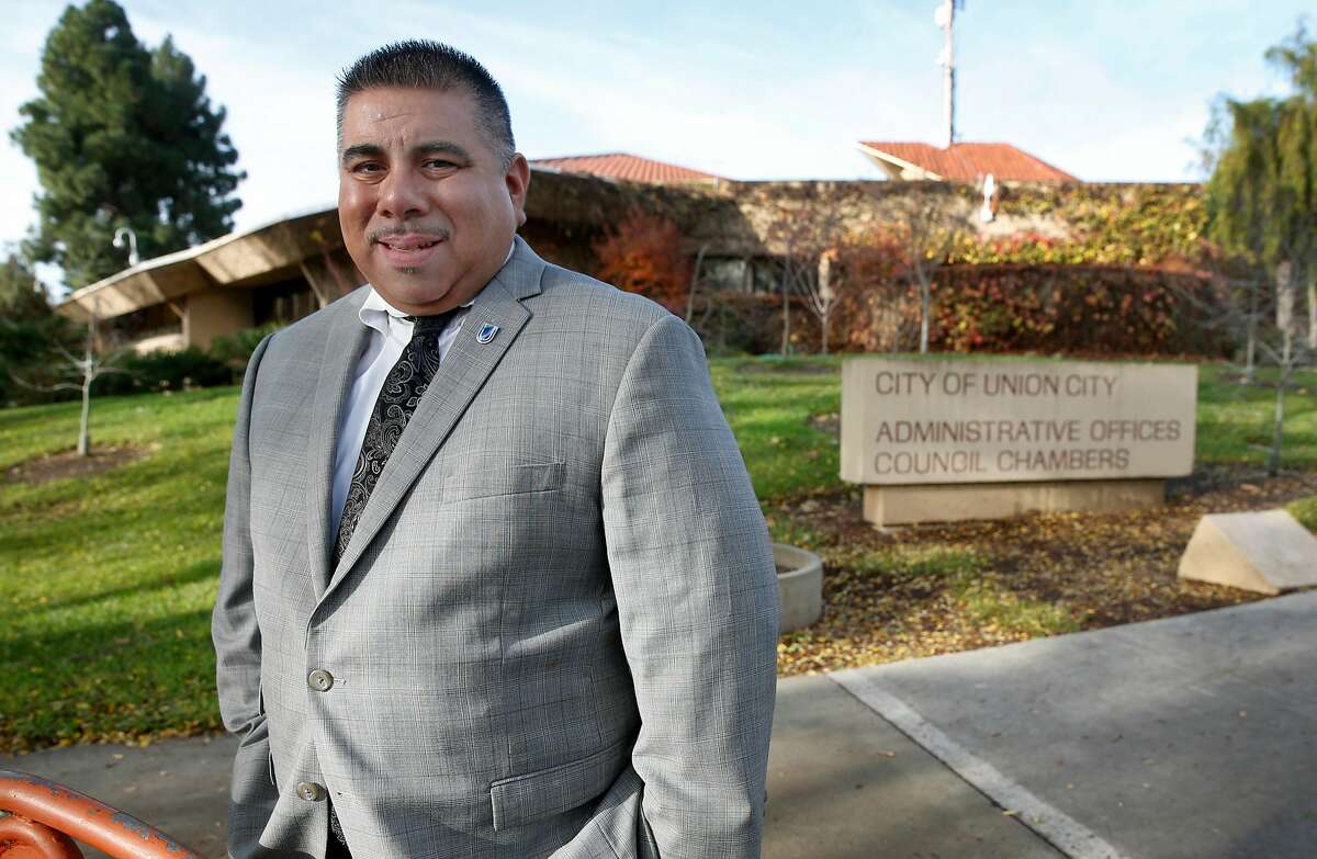 Newly elected Union City city councilmember Jaime Pati�o is seen outside of City Hall at William M.Cann Memorial Civic Center park in Union City, Calif. on Friday, Nov. 30, 2018.