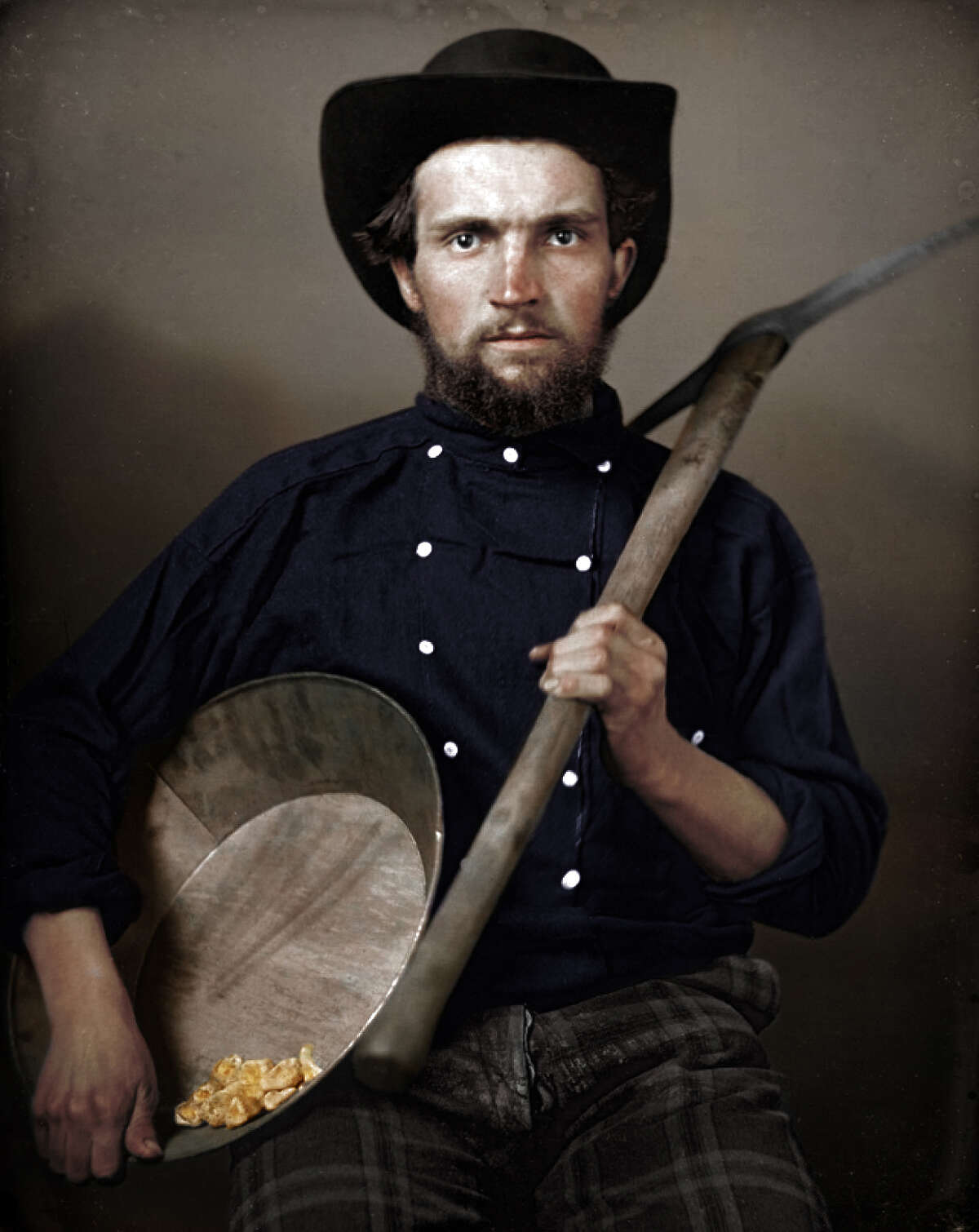 Matt Loughrey and Sarah McWalter, of "My Colorful Past," colorized daguerrotypes made during the California Gold Rush. The images were taken around 1850.