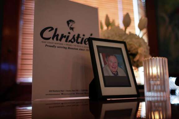 The favorite table of former President George H. W. Bush at Christie's, Monday, Dec. 3, 2018, in Houston.