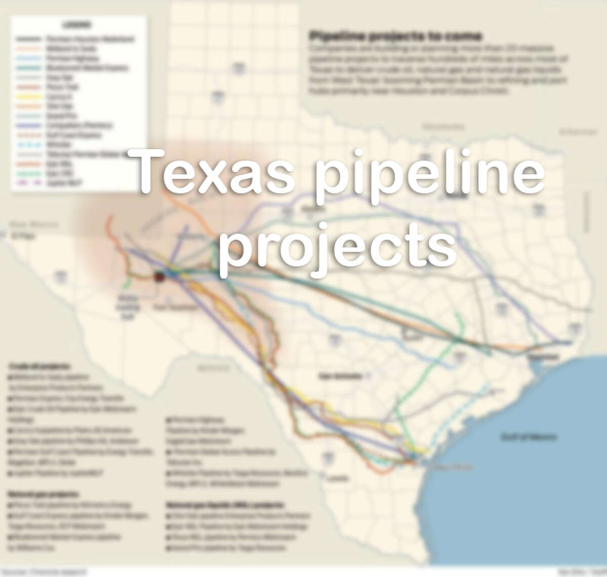 Here are pipeline projects planned or in progress in Texas.
