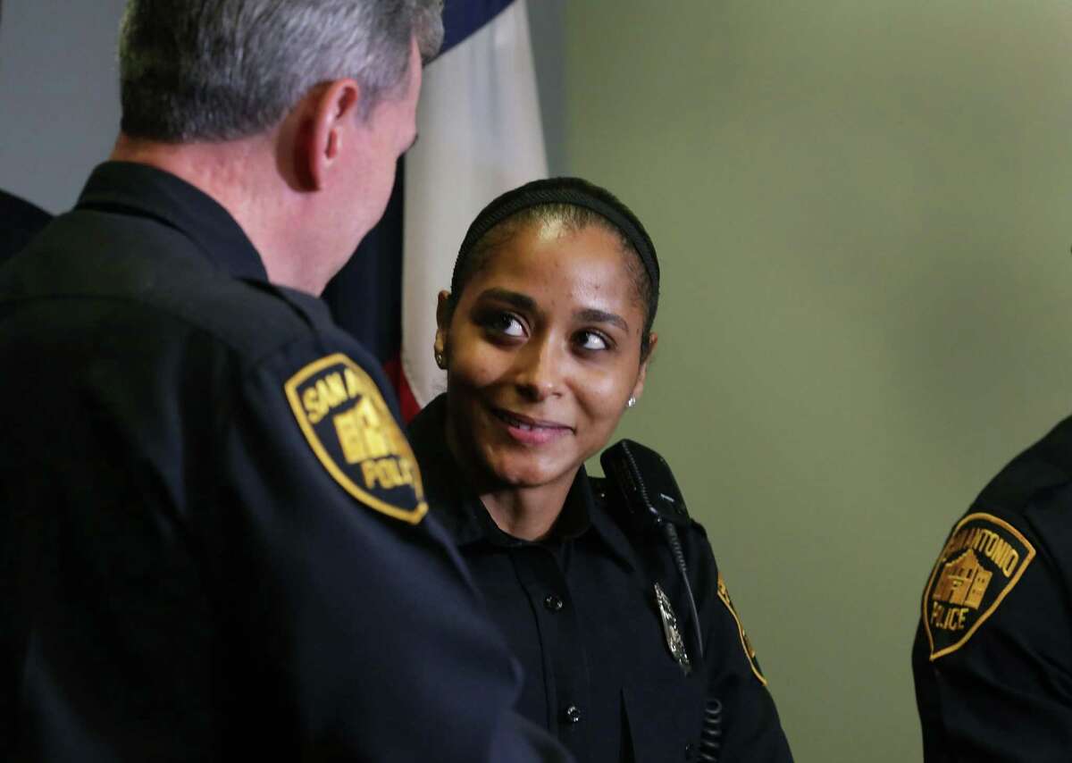 Police Chief William McManus announces the addition of Officer Perla Dominguez as the first female to successfully complete training for the SWAT patch, on Wednesday, Dec. 5, 2018.