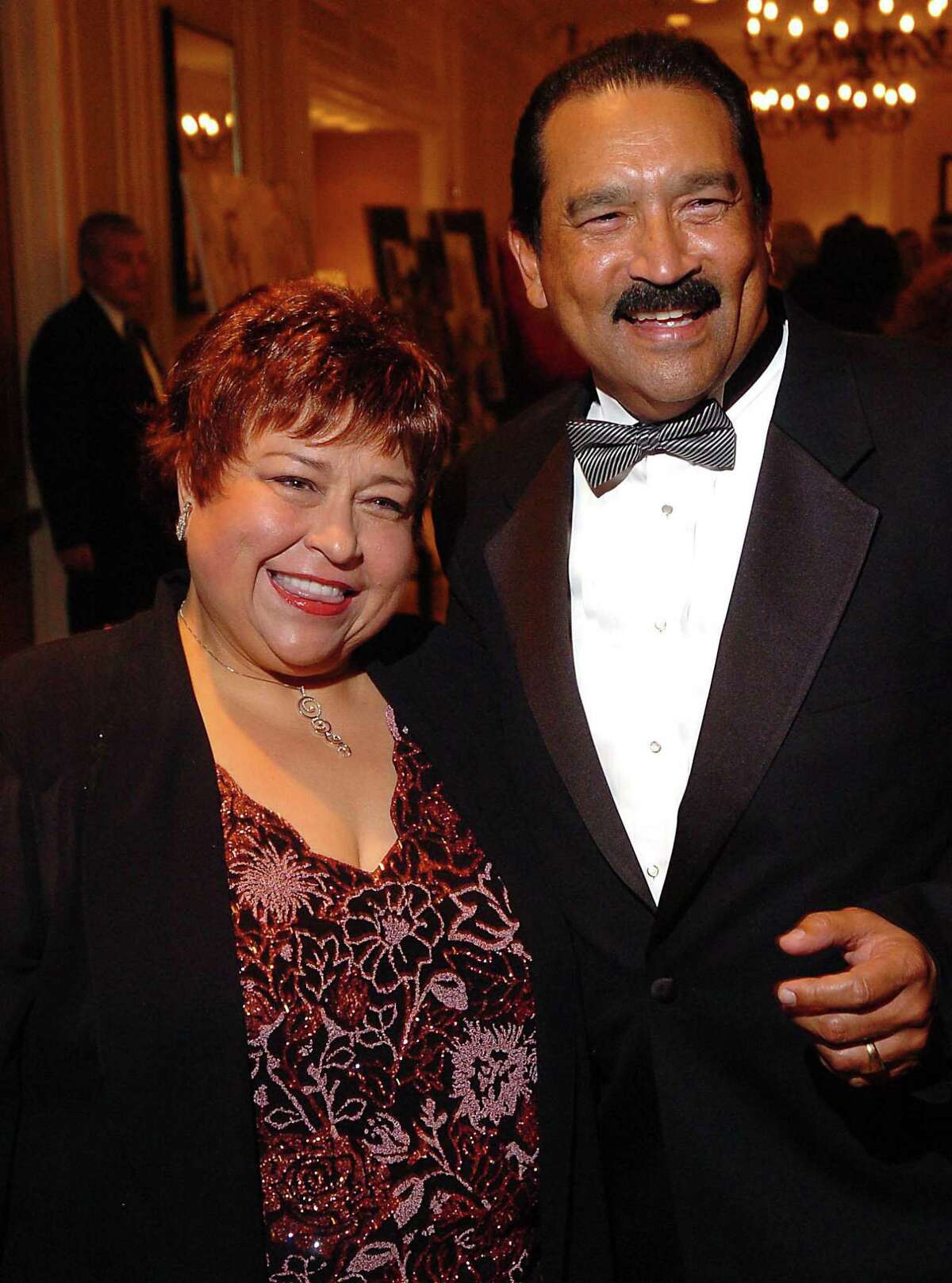 Honoree Trinidad Mendenhall and Michael Trevino at the Mexican Institute of Greater Houston Gala Saturday Sept. 17,2005.(Dave Rossman/For the Chronicle). HOUCHRON CAPTION (09/22/2005) SECSTAR COLOR: Trini Mendenhall Sosa and Michael Trevino.