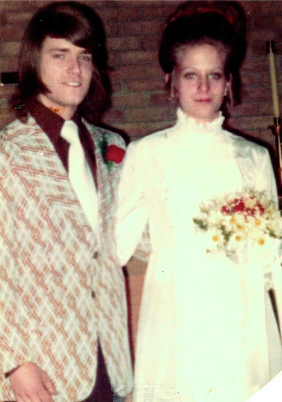 This is the wedding picture of Steve Miller and Vicki Gough. Steve was working at his Uncle Dick Cassiday's Texaco gas station when a young woman named Vicki Gough stopped by to say 'hello' to his Aunt Bea Cassiday. Later that night, he asked his aunt who the good looking blonde was.