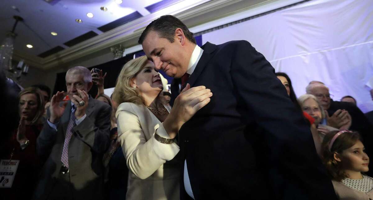 Sen. Ted Cruz, R-Texas, is hugged by his wife, Heidi, during an election night victory party, Tuesday, Nov. 6, 2018, in Houston. (AP Photo/David J. Phillip)