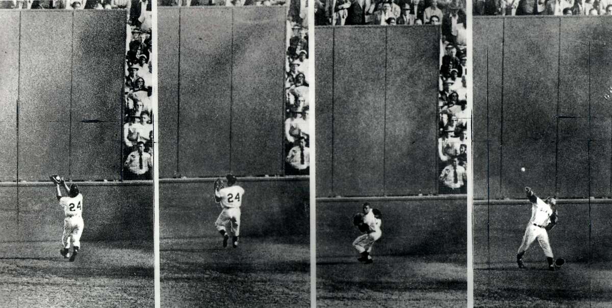 Willie Mays making "The Miracle Catch" in the 1954 World Series opener.