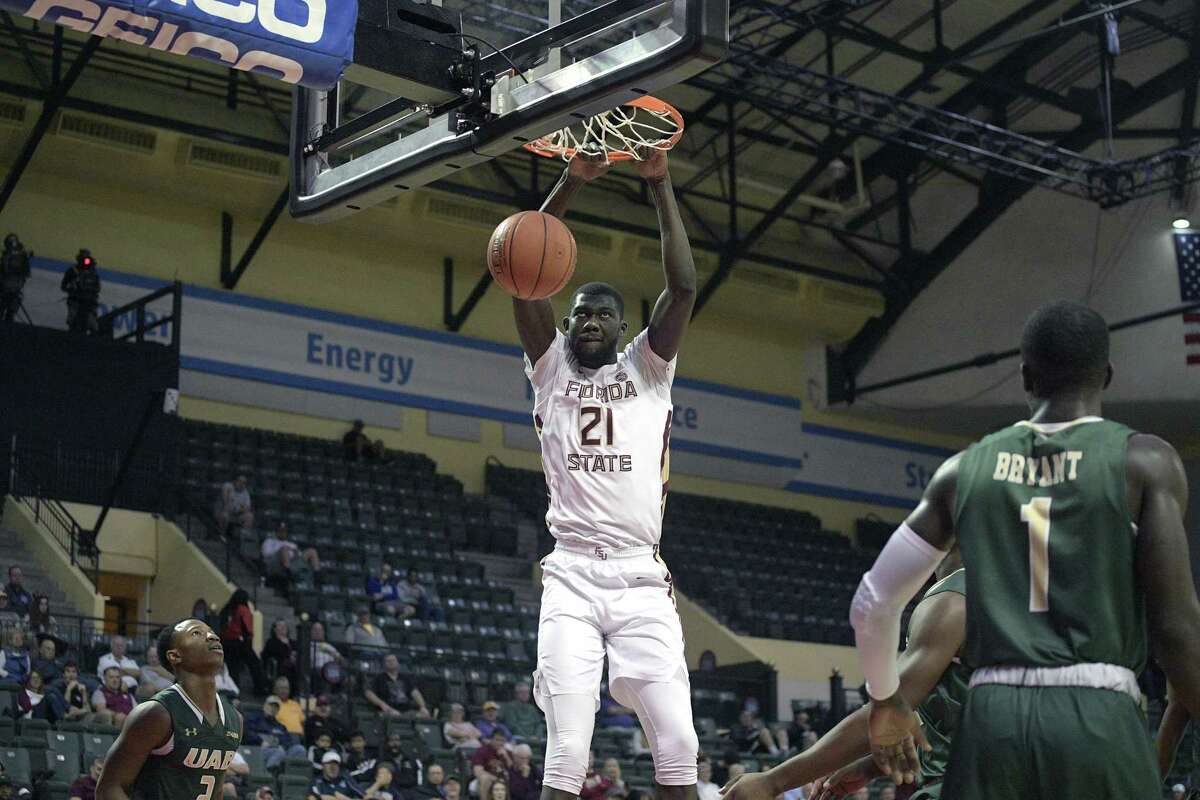 Center Christ Koumadje and Florida State face UConn on Saturday at the Prudential Center in Newark, New Jersey.