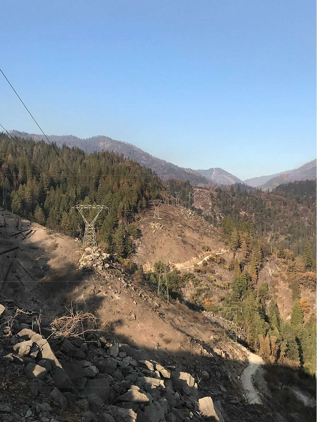 A photograph published in a lawsuit shows the extremely rugged terrain of the PGE Caribou-Palermo circuit taken from the origin site of the Camp Fire looking to the northeast.