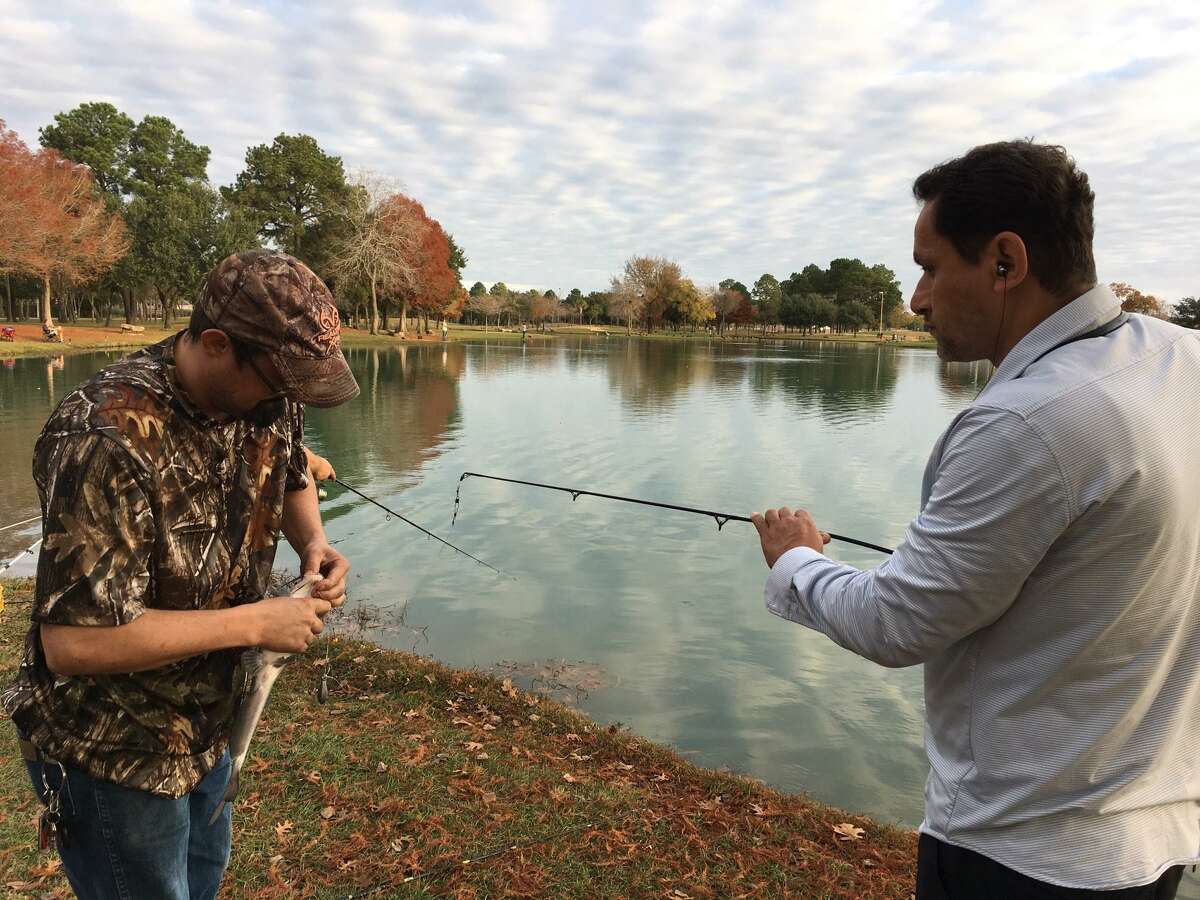 See the best places to fish around the Houston area >>> Mary Jo Peckham Park5597 Gardenia Lane, KatyOne hour and five minutes from downtown Houston(A Texas Parks and Wildlife Neighborhood Fishin' spot)