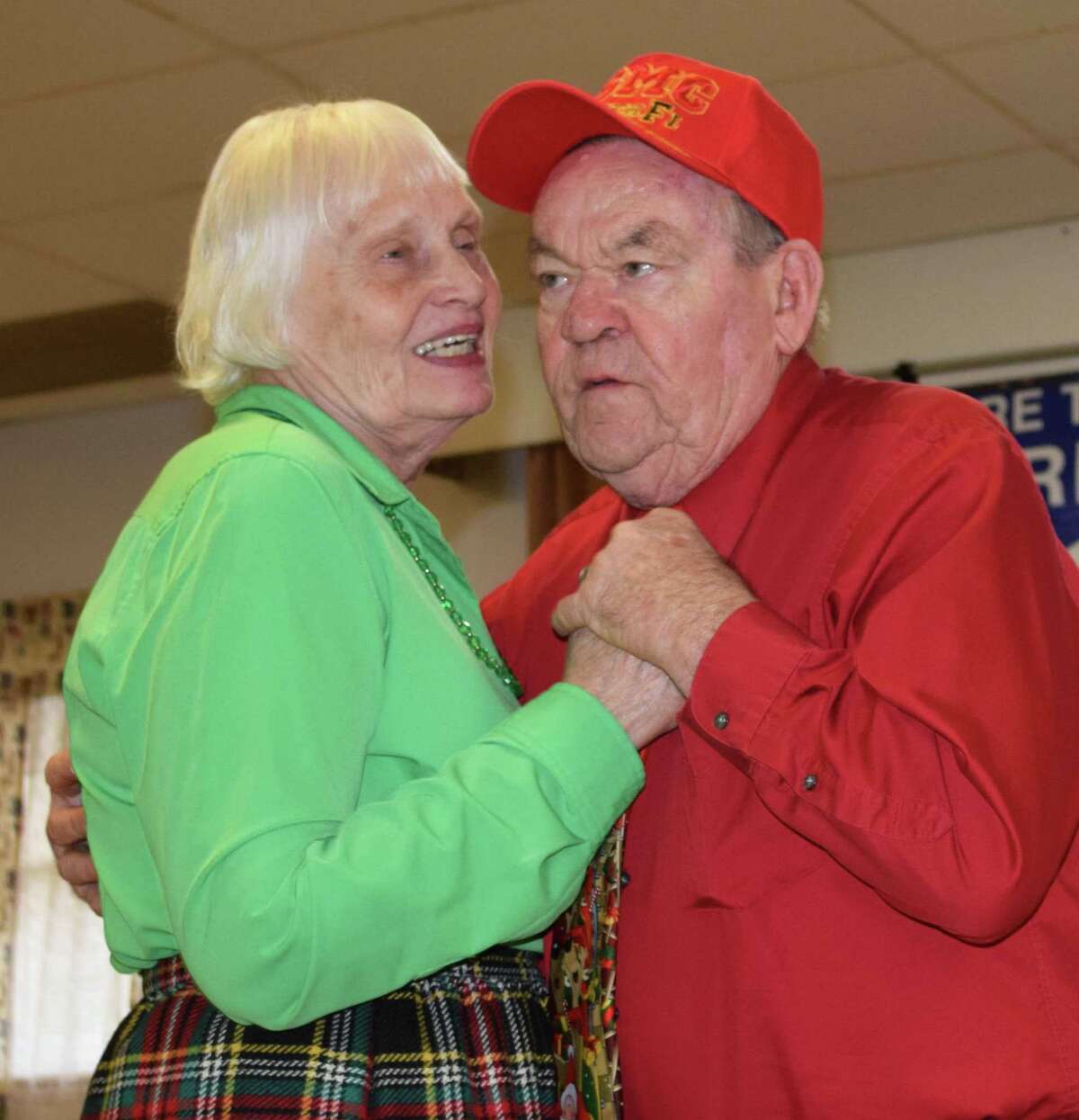 Spectrum/The Lions Club of New Milford held its annual Christmas party for seniors at the VFW Hall in town Dec. 2, 2018. More than 200 guests attended the festivities. Above, Don and Lorna MacInnis of New Milford share the dance floor as the band The Bellas performs "You Belong to Me."