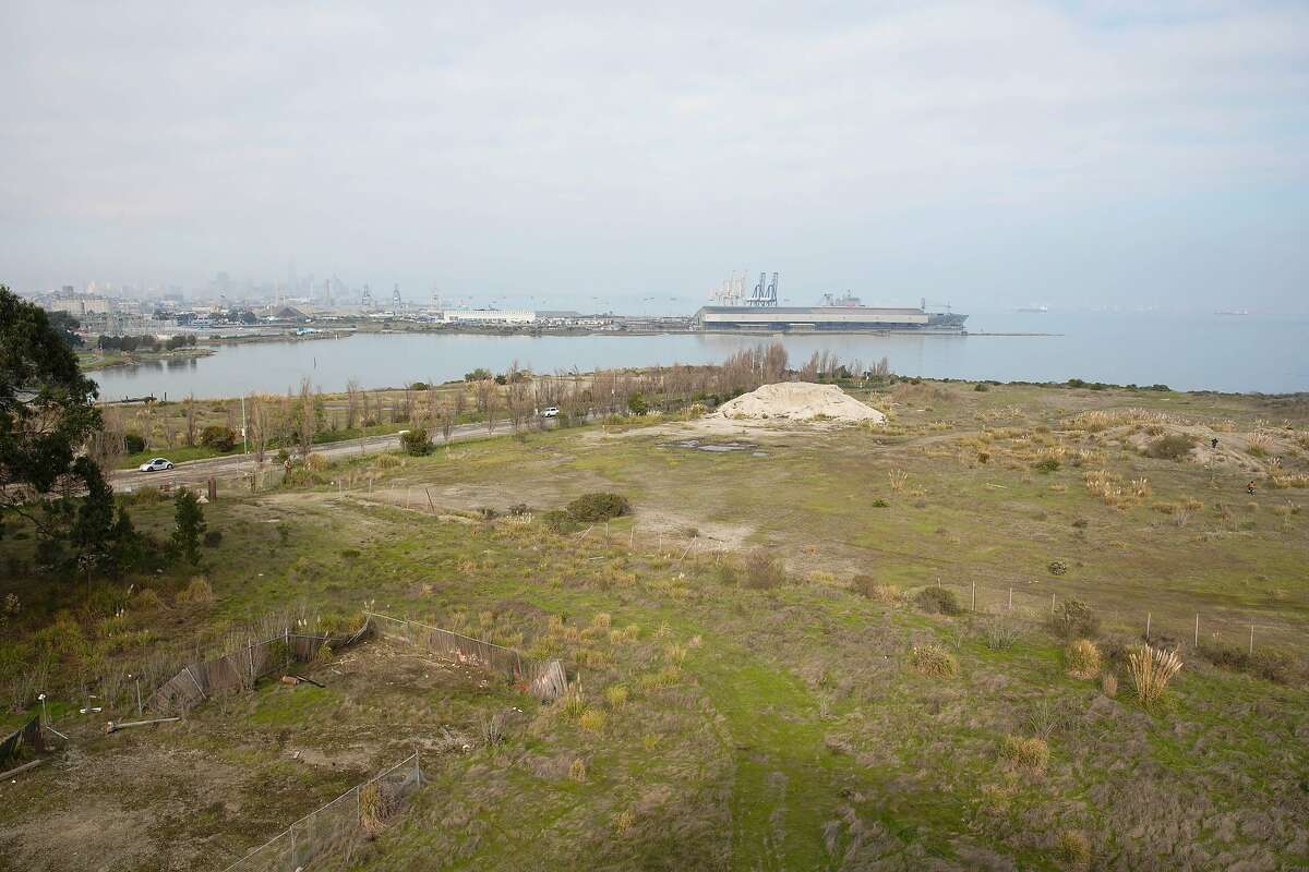 The view of the bay and part of the location for the India Basin project is seen from the upper deck at Archmides Banya, a Russian bathhouse in the Bayview.