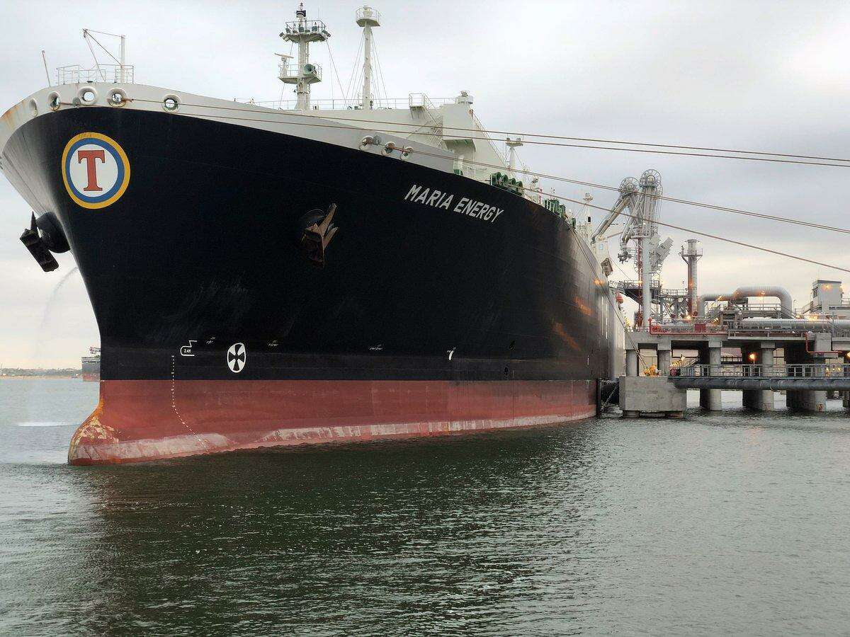 A Liberian-flagged tanker named the Maria Energy left Cheniere Energy's recently completed Port of Corpus Christi facility with the first shipment of liquefied natural gas on the morning of Thursday, December 11, 2018. The shipment marked the first LNG export from Texas. (Cheniere Energy photo) CONTINUE to see photos from Cheniere's construction of its Sabine Pass LNG facility. 