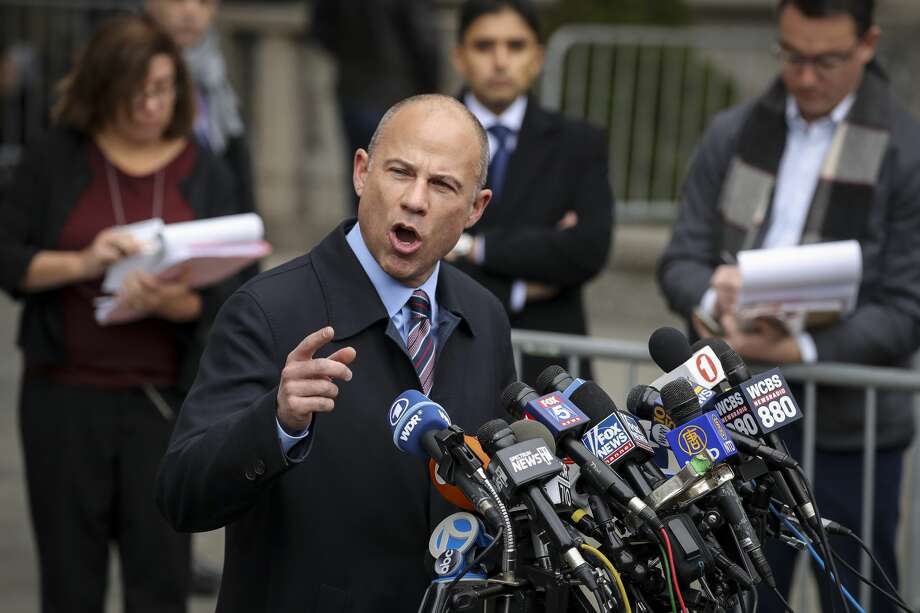 Michael Avenatti, attorney for Stephanie Clifford, also known as adult film actress Stormy Daniels, speaks to the press outside federal court after Michael Cohen's sentencing hearing, December 12, 2018 in New York City. Cohen was sentenced to 3 years in prison after pleading guilty to several charges, including multiple counts of tax evasion, a campaign finance violation and lying to Congress. (Photo by Drew Angerer/Getty Images) Photo: Drew Angerer/Getty Images