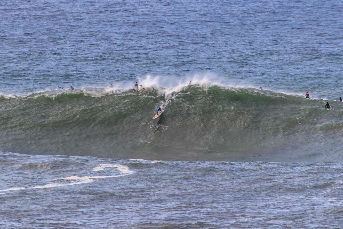 Pro surfer Francisco Porcella surfing Mavericks off Half Moon Bay, Calif., on Wed. Nov. 28, 2018. Keeping clicking to see images from the 2016 Mavericks surf contest. 
