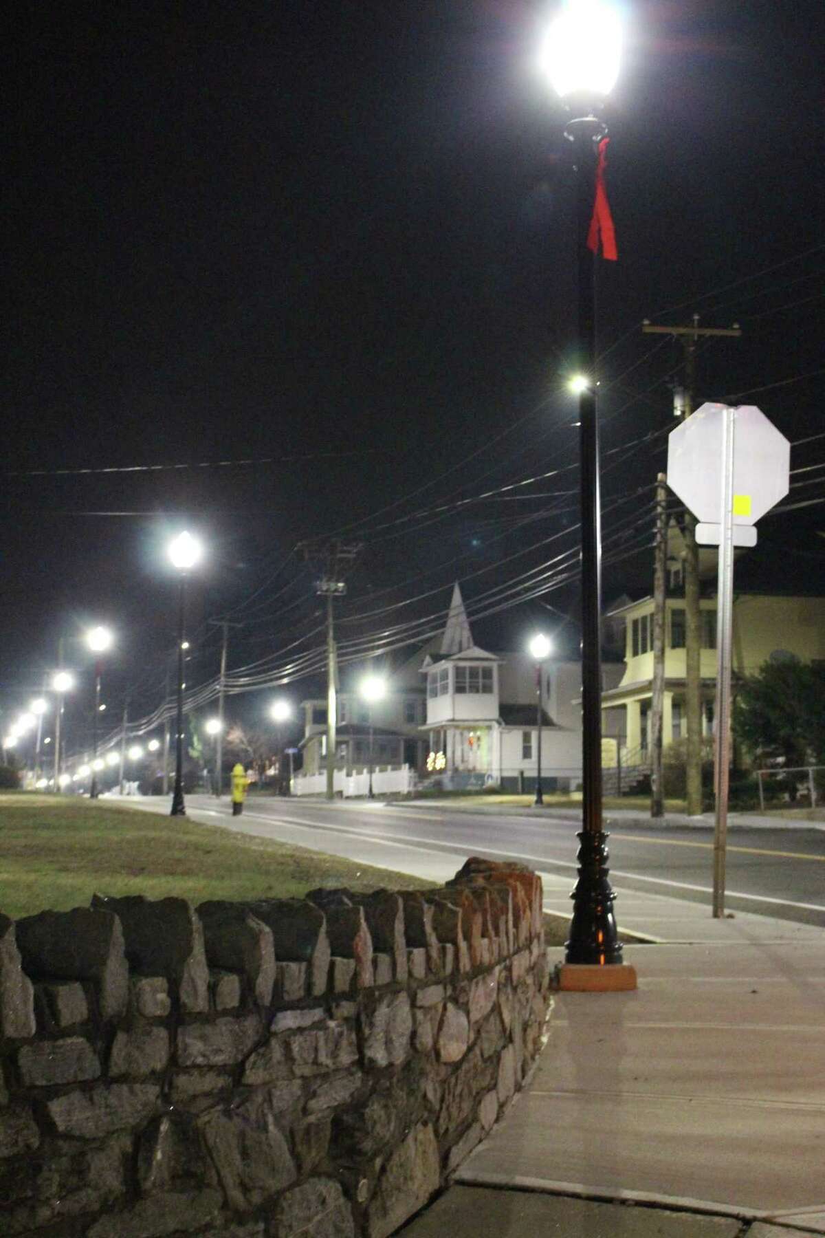Newly installed light poles on Wakelee Avenue