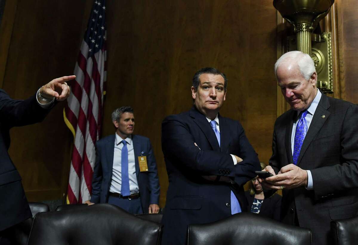 Sen. Ted Cruz and Sen. John Cornyn, right — here at a Senate Judiciary Committee hearing on September 27 — should vote to rescind the president’s declaration of a national emergency.